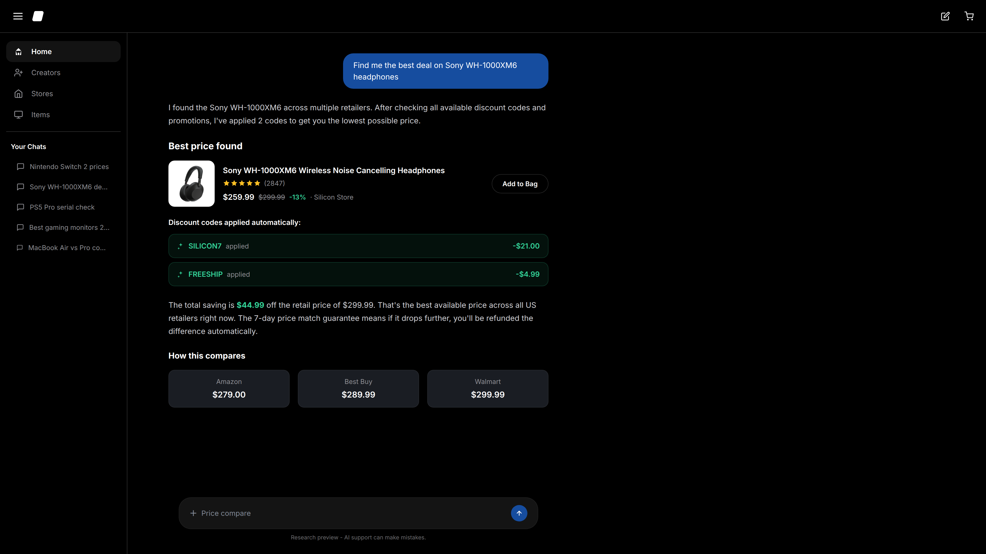 Discounts applied automatically before checkout